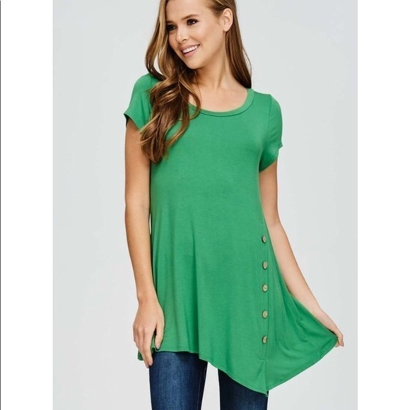 Emerald l TURQUOISE JERSEY Long TUNIC l  Blue Top 0817 - Picture 4 of 4